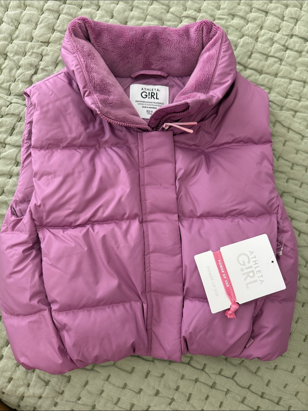 Athleta Girls Mauve Pink Puffer Vest